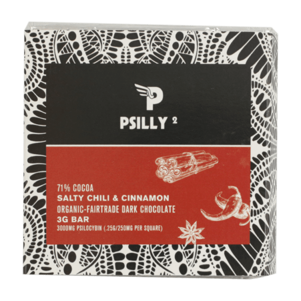 Psilly - Dark Chocolate Bar - Salty Chili & Cinnamon | Shroom Gummies Canada