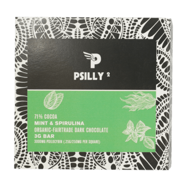Psilly - Dark Chocolate Bar - Mint & Spirulina | Shroom Gummies Canada